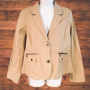 STYLISH CASUAL TAN STRETCH JACKET SIZE L